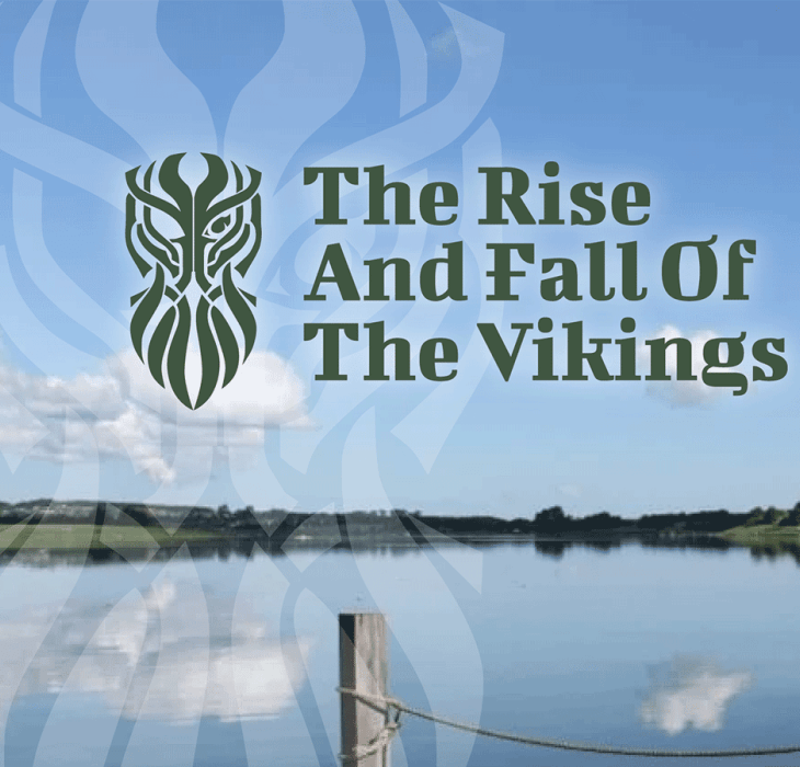En grafik i oldnordisk stil med påskriften The rise and fall of the vikings